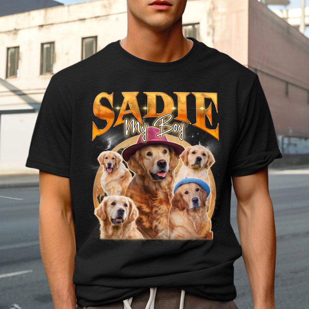 Custom Pet Face Vintage Version 11 - Stylish Personalized Unisex Cotton T-shirt for Pet Lovers