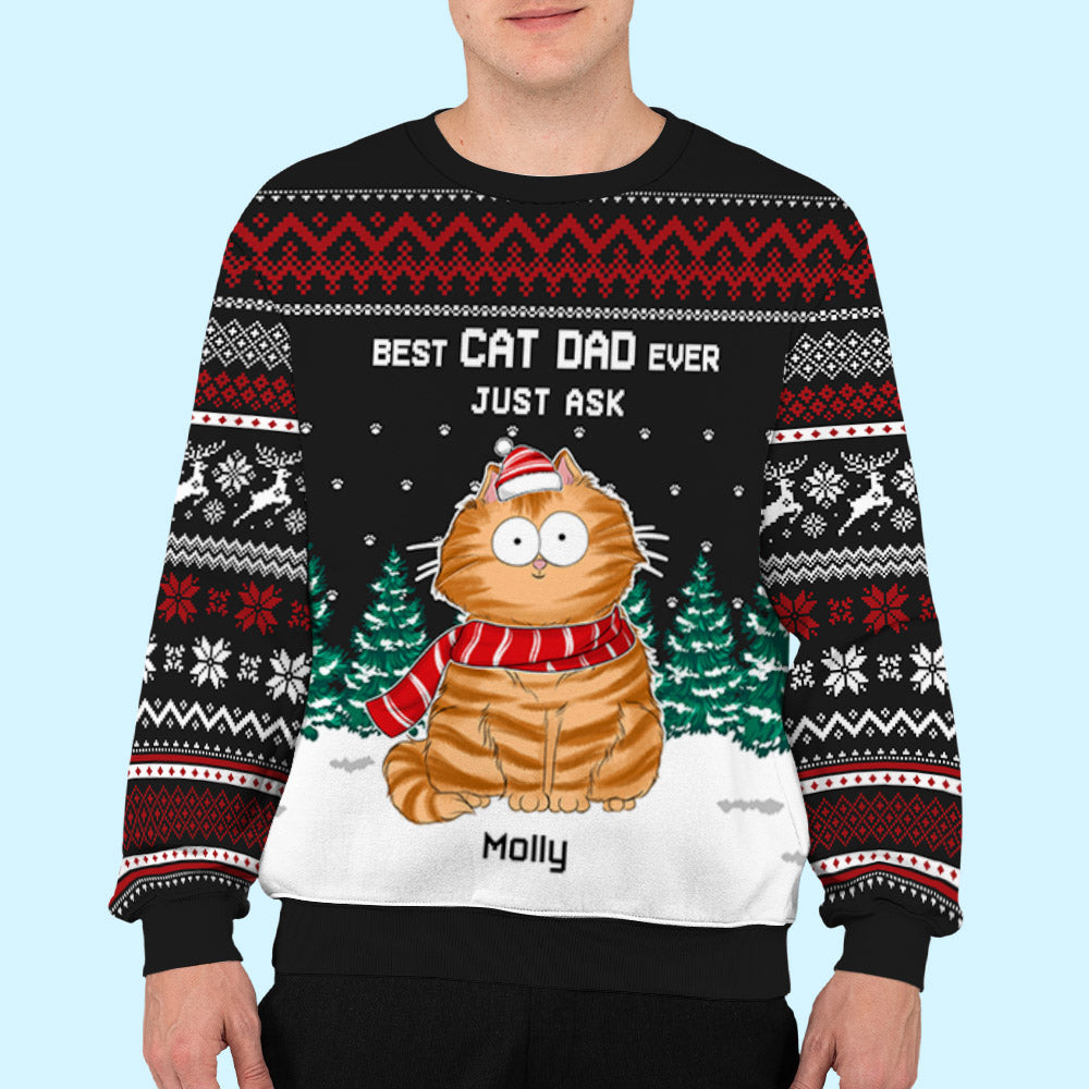 Best Cat Mom Ever - Customizable All-Over-Print Unisex 8.8 oz Polyester Blend Sweatshirt