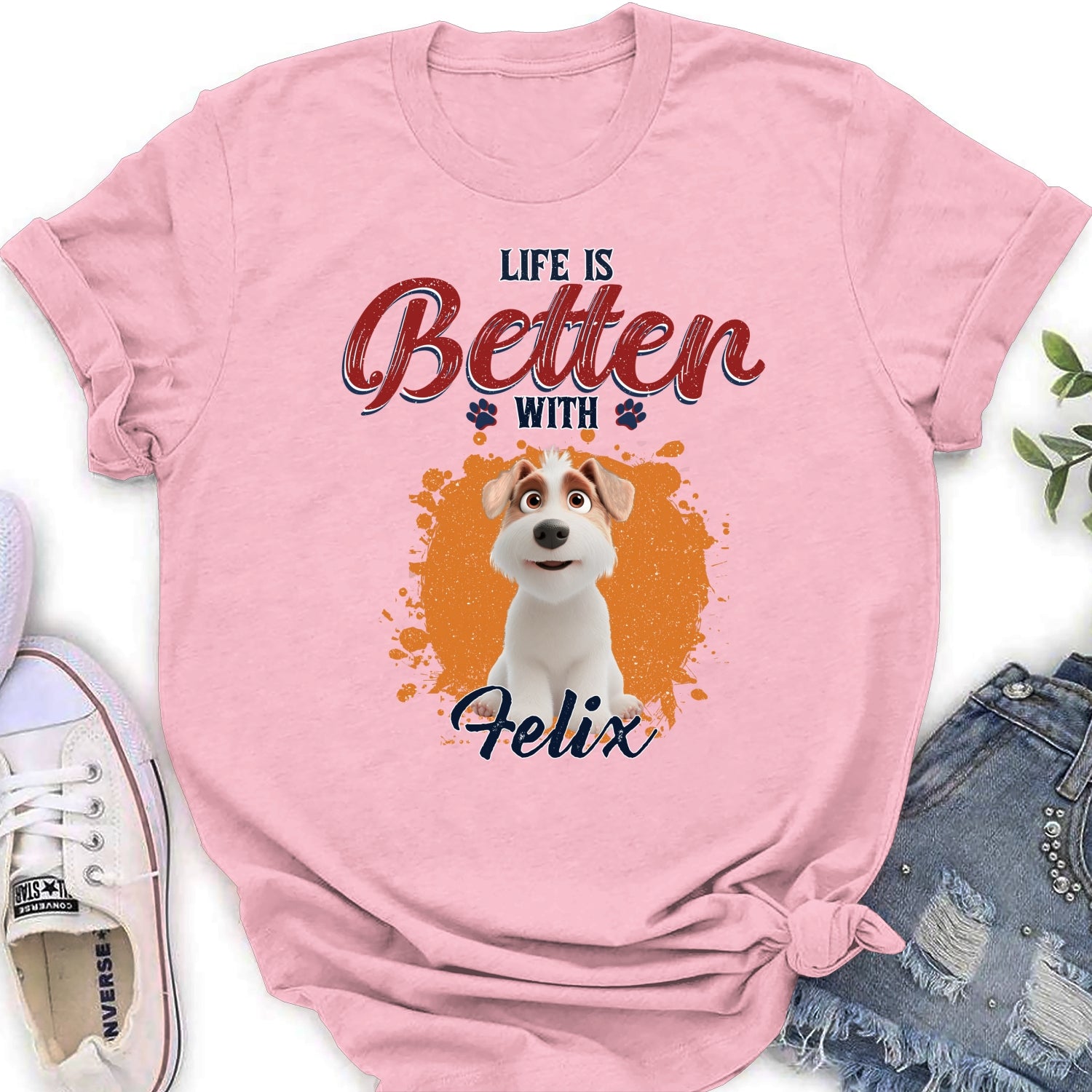 Better Life With My Dog - Exclusive Personalized Custom Women's T-shirt for Pet Lovers