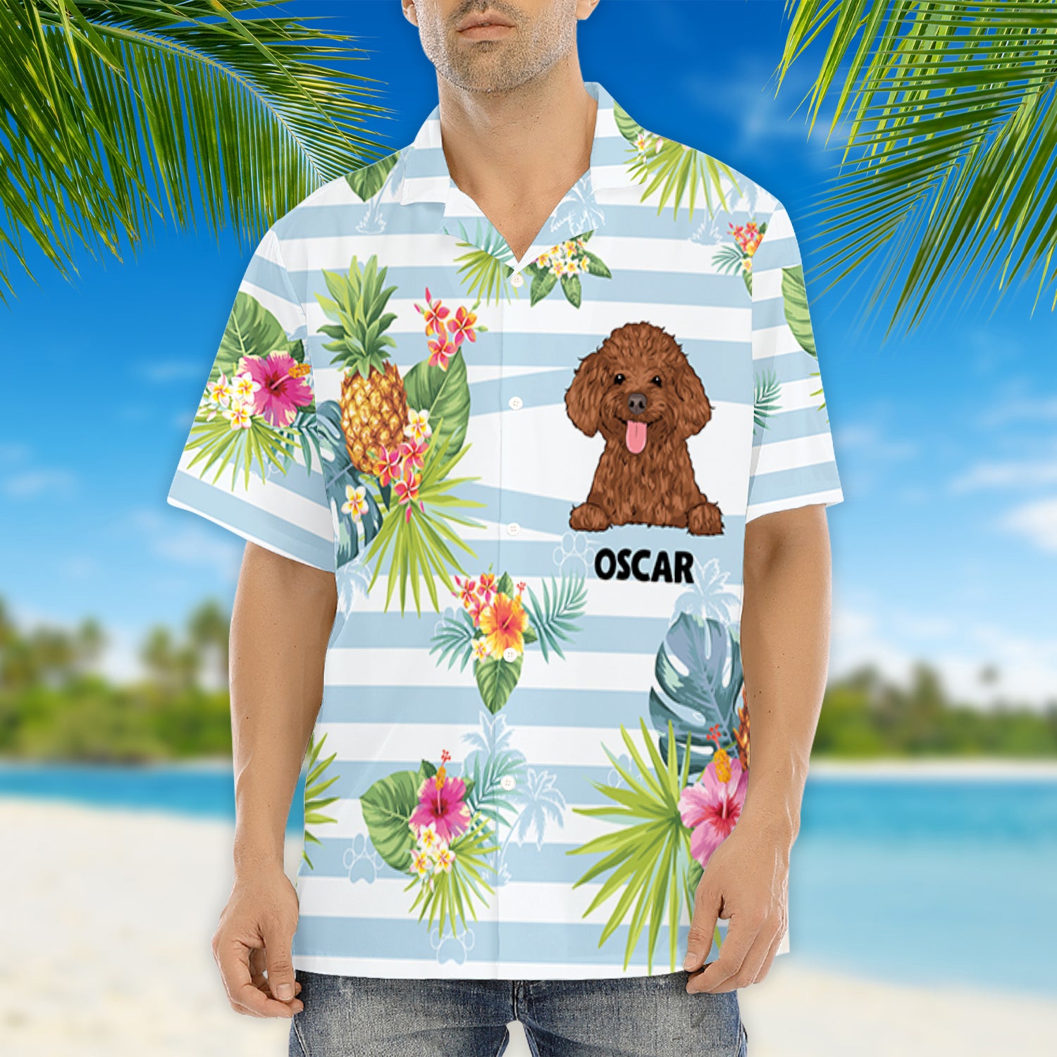 Personalized Custom Dog-themed Hawaiian Shirt for Summer