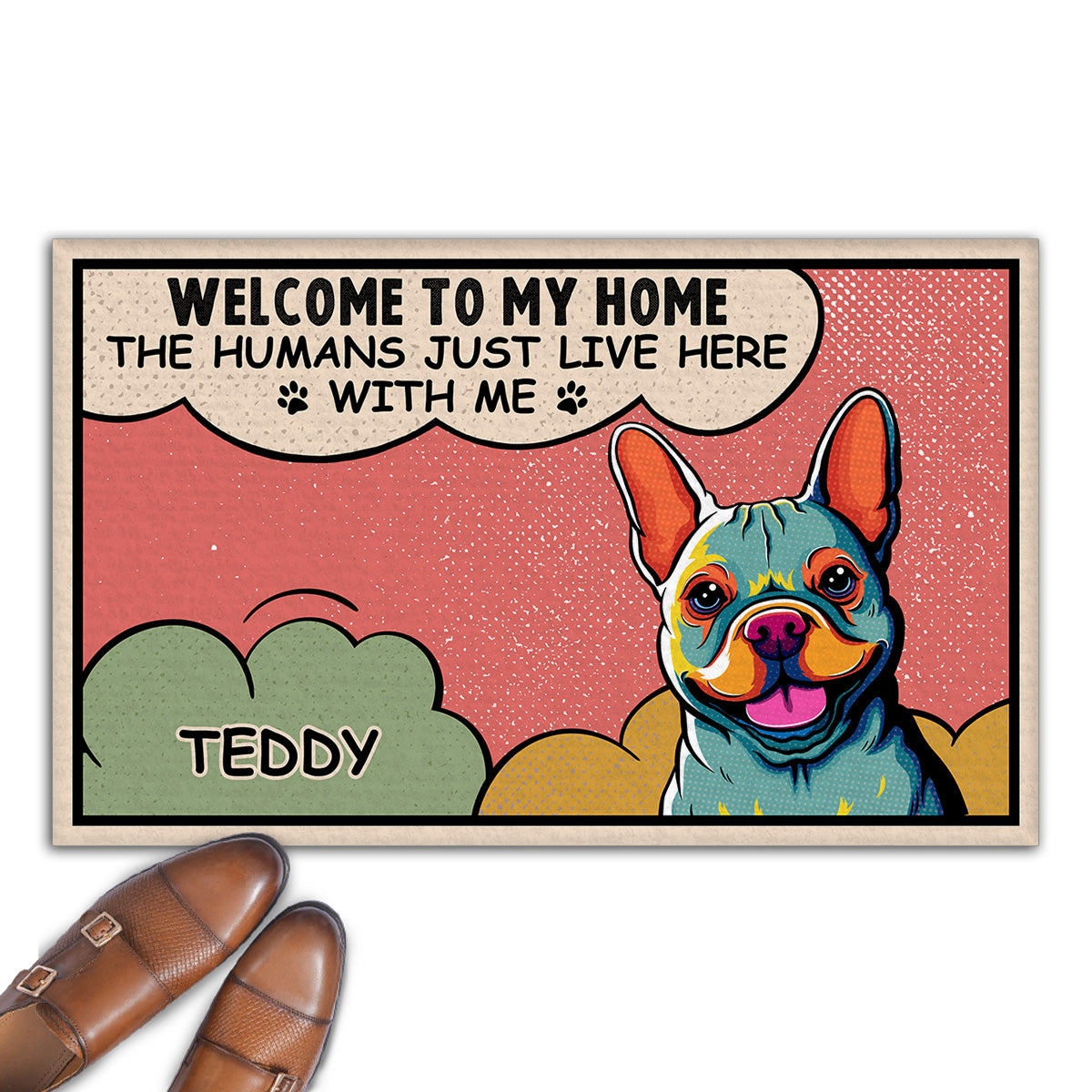 Humans Just Live Here - Personalized Custom Doormat with Your Beloved Cat or Dog's Picture