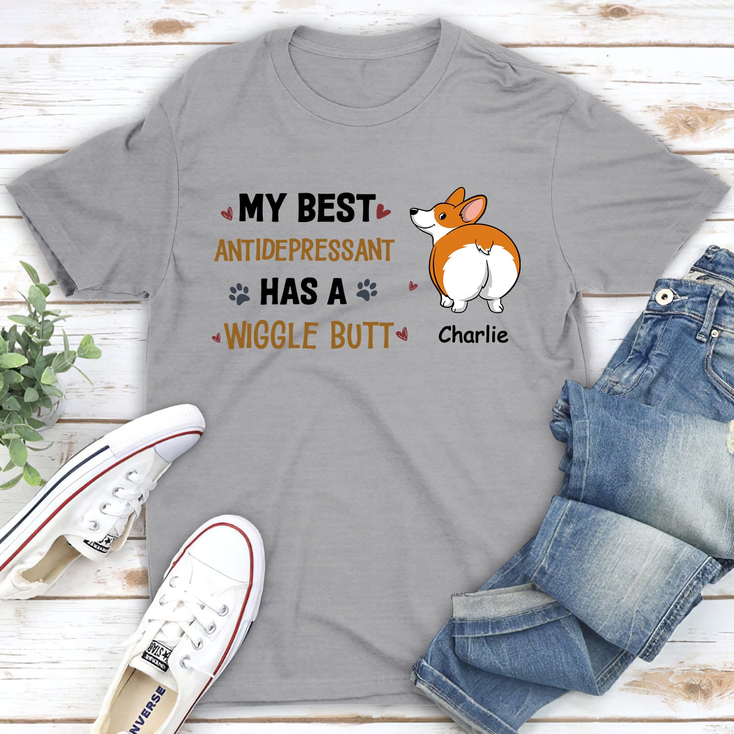 Wiggle Buttt - Personalized Custom Unisex 5.3 oz Heavy Cotton T-shirt for Pet Lovers