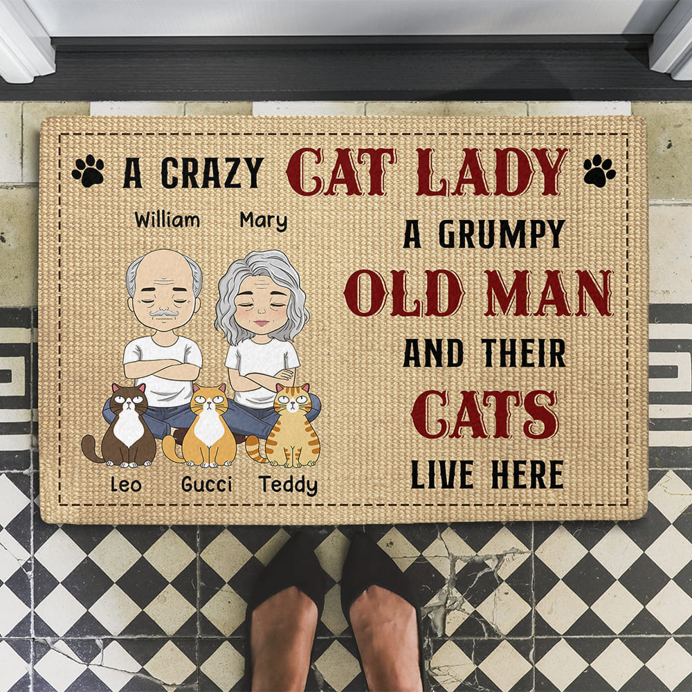 Unique Crazy Cat Lady - Personalized Custom Doormat with Dog's Picture