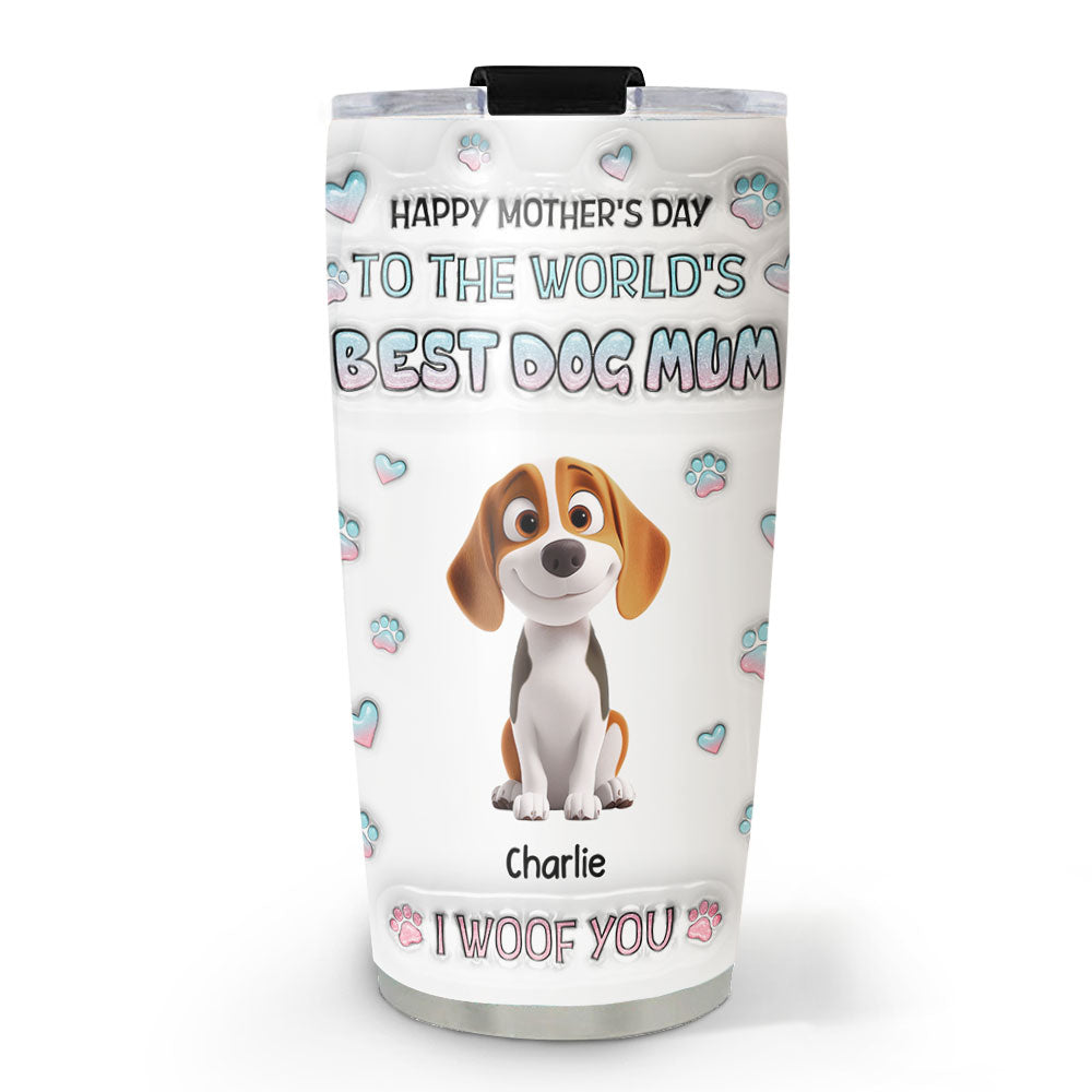 I Woof You Best Chibi Dog Mom - Personalized Custom 3D Inflated Effect 20oz Stainless Steel Tumbler for All Occasions