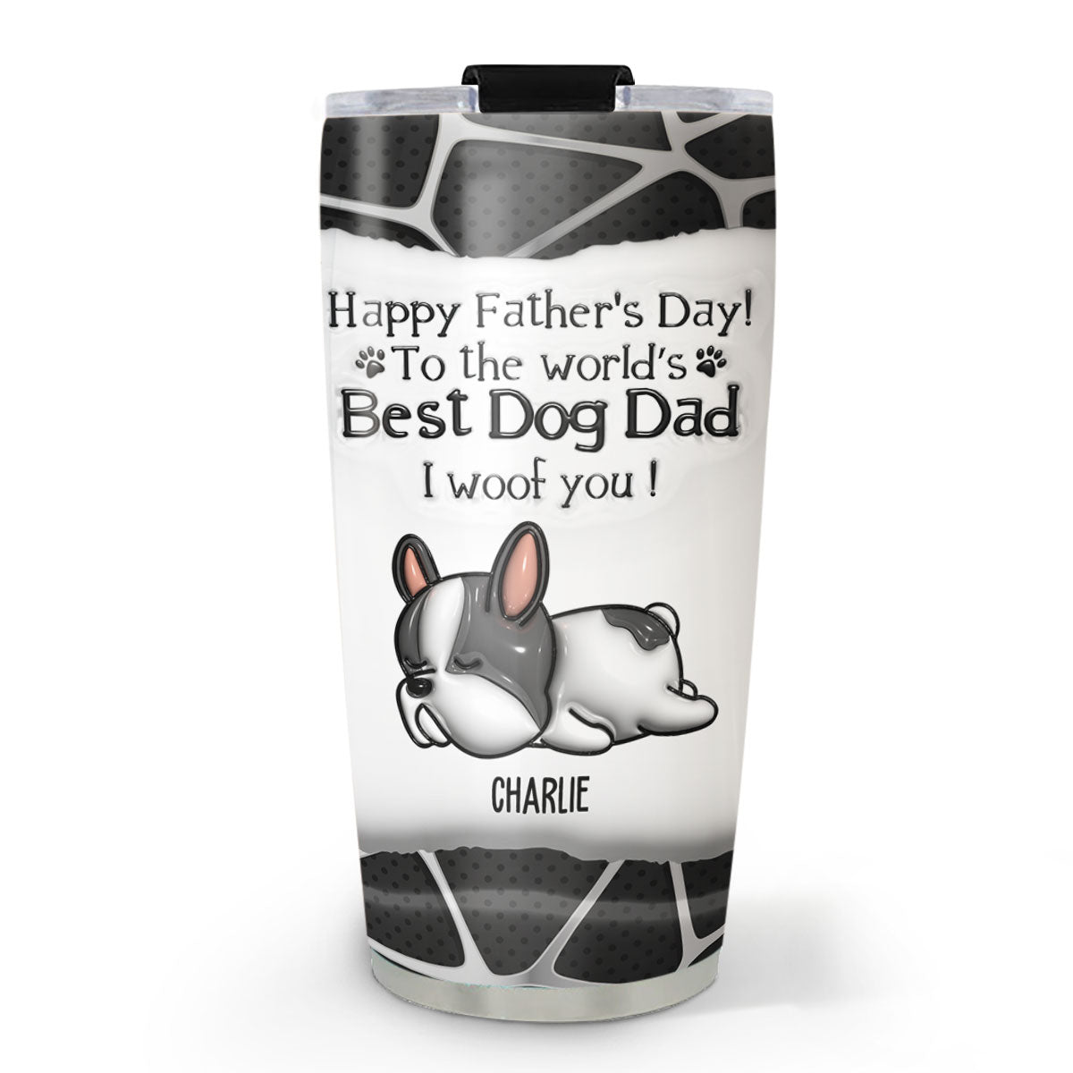 Woof Papa - Exclusive Personalized 3D Inflated Effect 20oz Custom Tumbler for Unique Self - Expression