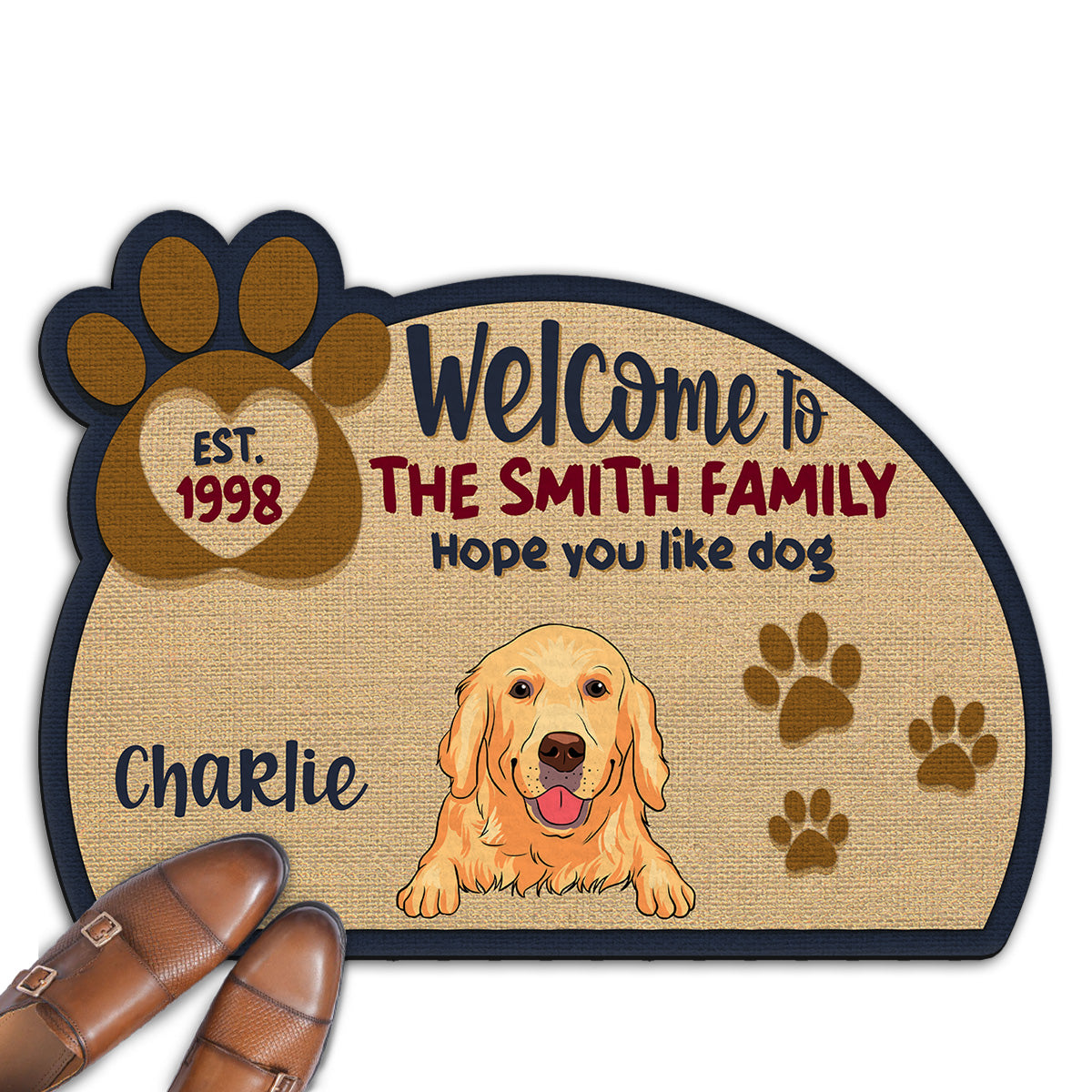 Welcome To Our Family - Exclusive Personalized Custom Doormat with Dog Picture for Pet Lovers