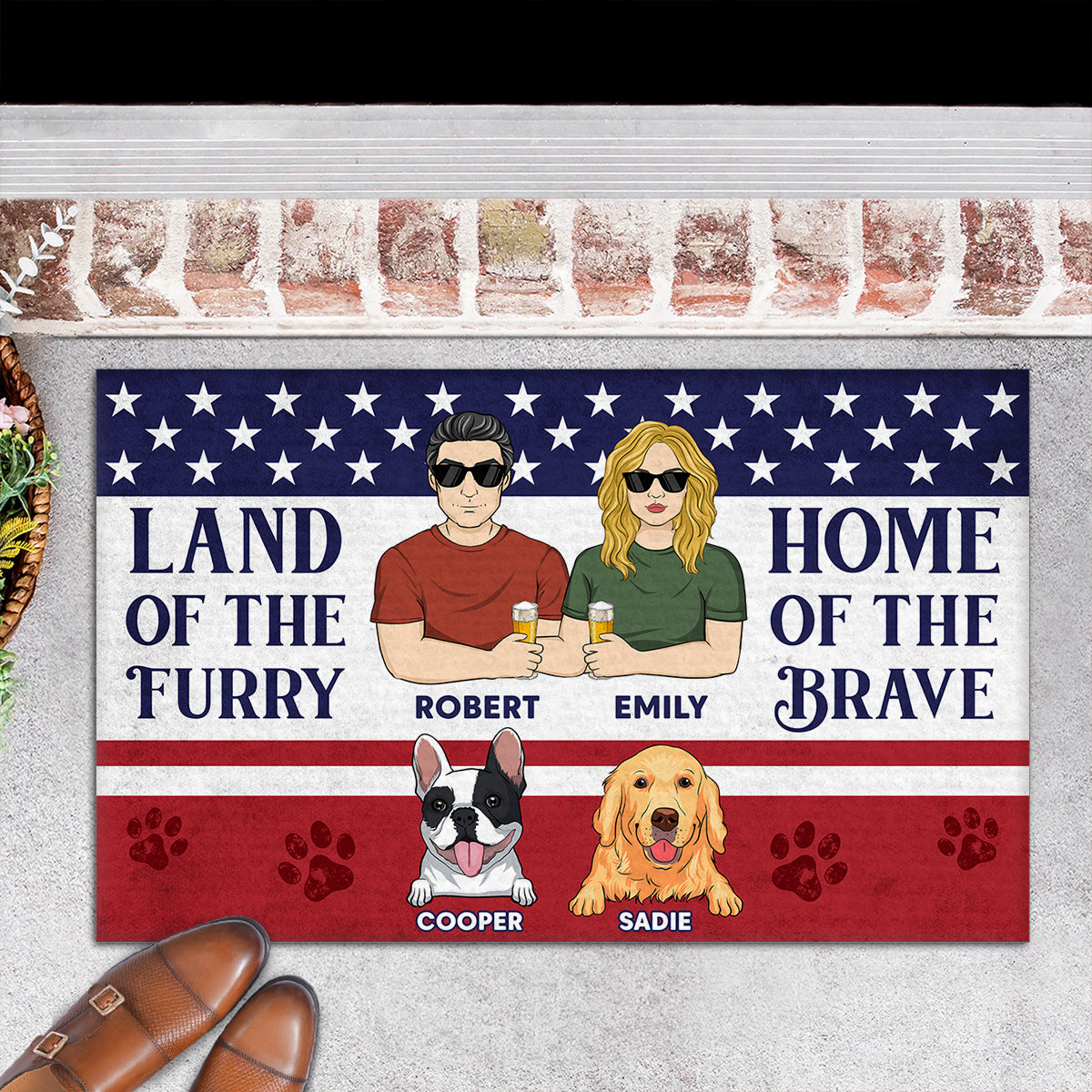 Home Of The Brave - Personalized Custom Doormat with Your Pet's Picture