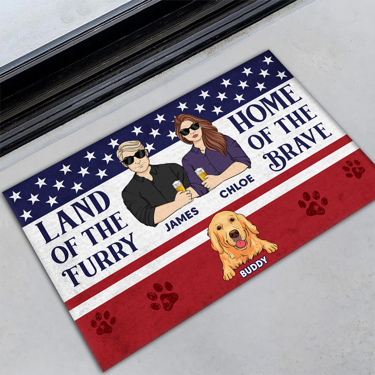 Home Of The Brave - Personalized Custom Doormat with Your Pet's Picture