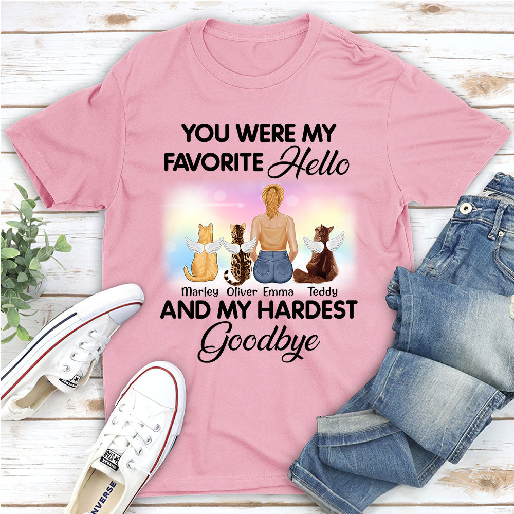 My Favorite Hello Cat - Personalized Custom Unisex Memorial T-shirt for Pet Lovers