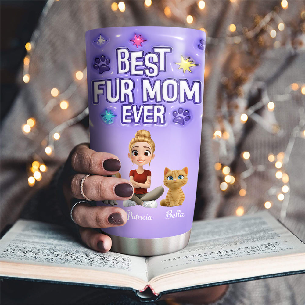 Pet Mom Power - Personalized Custom 3D Inflated Effect 20oz Stainless Steel Tumbler for Ultimate Drink Insulation