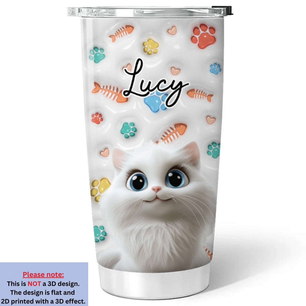 Adorable Customizable 3D Inflated Effect Cat - Themed Baby Tumbler for Personalized Style