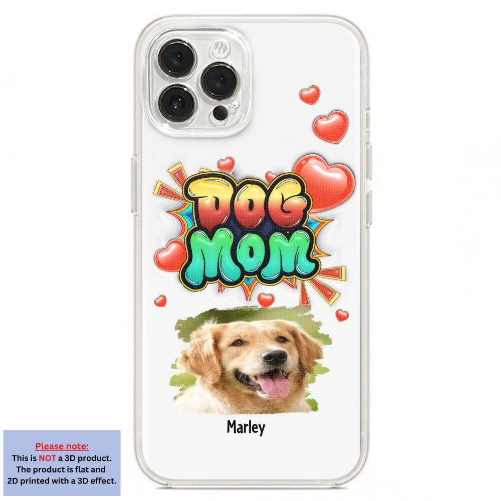 Dog Mom Gradient Photo - Personalized Custom 3D Inflated Effect Luxury Phone Case for Smartphones