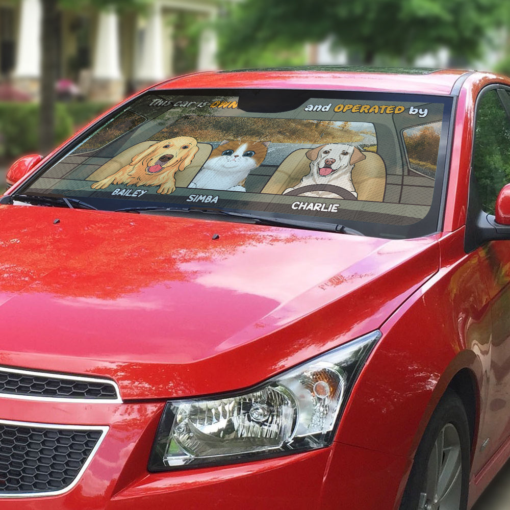Personalized Owned And Operated Car Sunshade - Ideal Gift for Pet Lovers