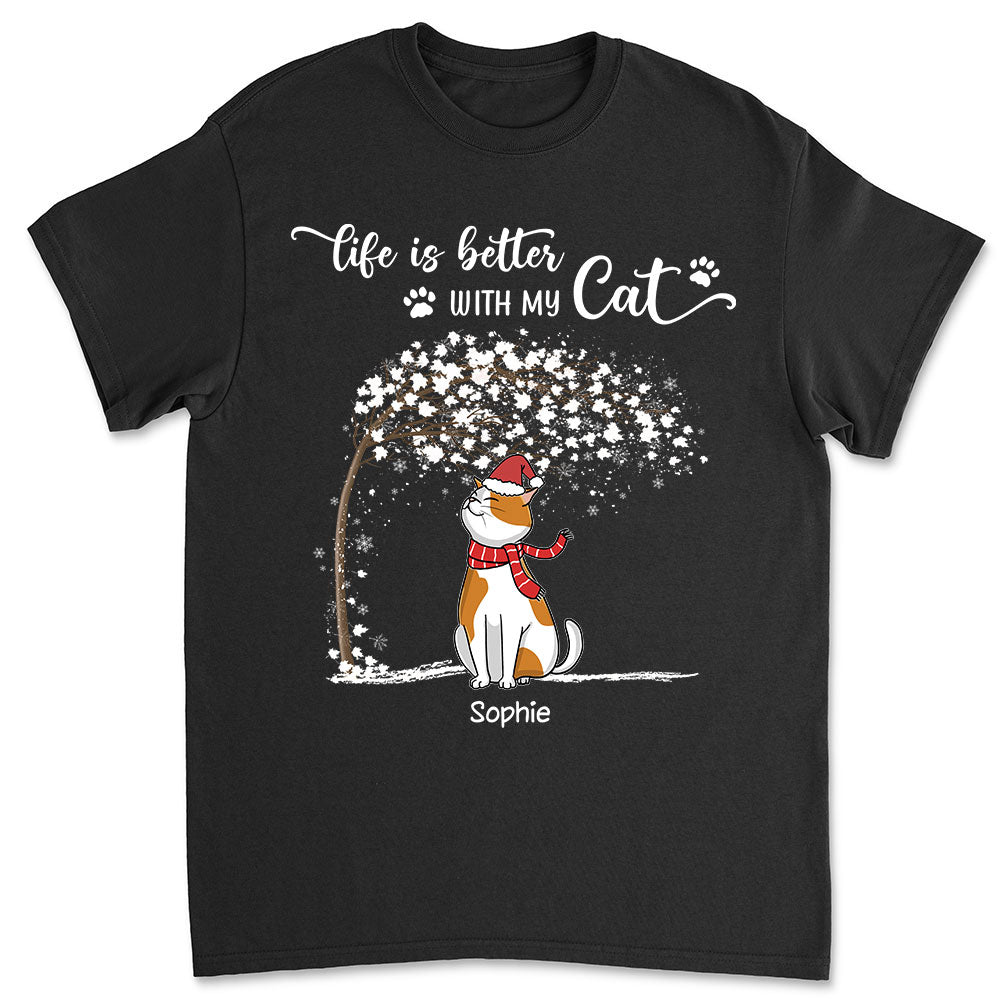 Life Is Better Chilling Cat - Customizable Unisex 5.3 oz Personalized T-shirt for Pet Lovers