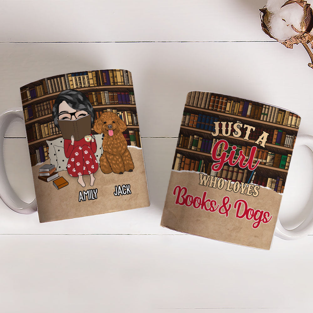 Girl & Books - Unique Personalized Custom Coffee Mug for Pet Lovers