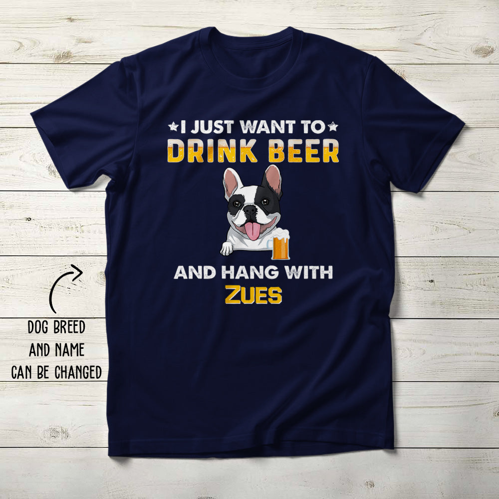 Personalized Custom Unisex 'Drink Beer And Hang With Dog' T-shirt - 5.3 oz