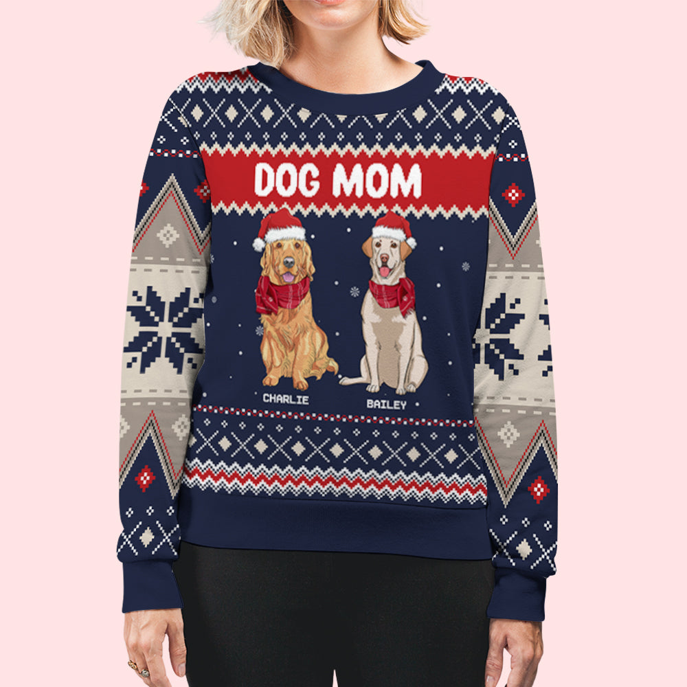 Snowy Dog - Customizable All-Over-Print Unisex 8.8 oz Sweatshirt for Pet Lovers
