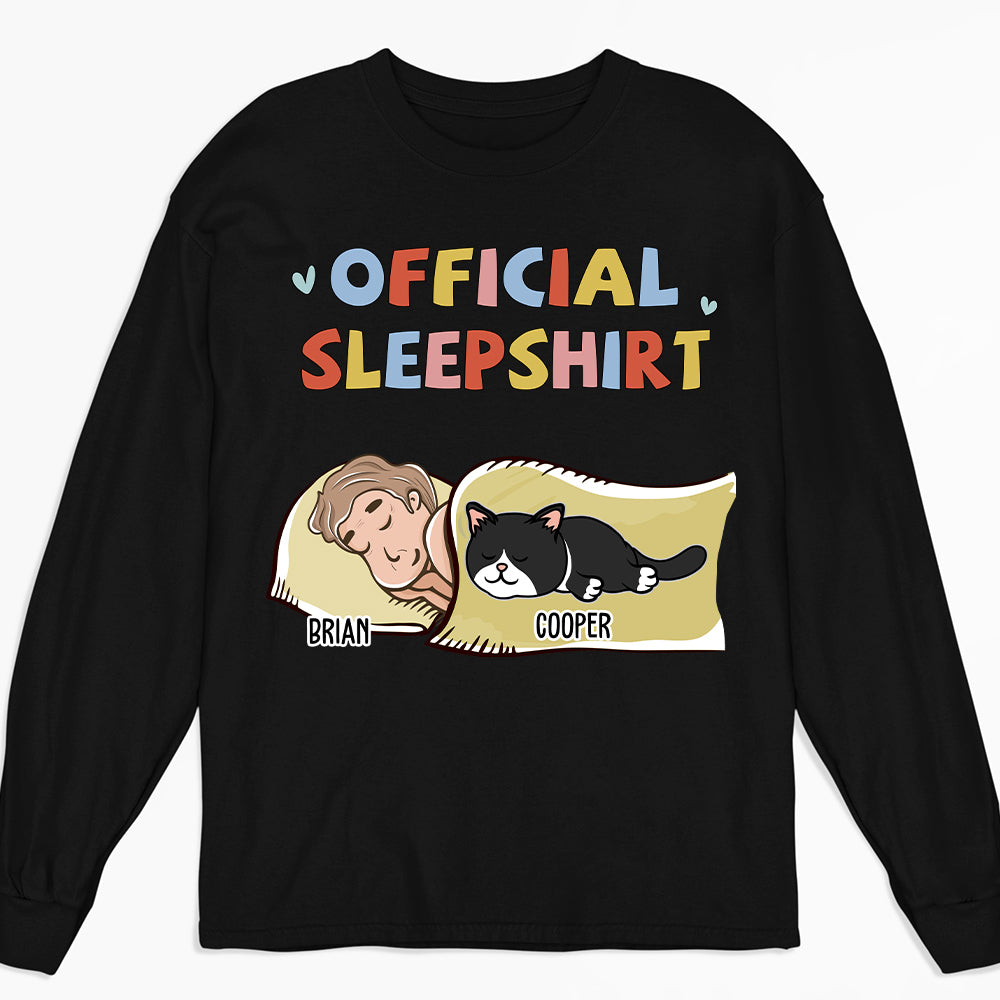Customizable Personalized Long Sleeve Sleeping Cat Sleepshirt - Ideal Gift for Pet Lovers
