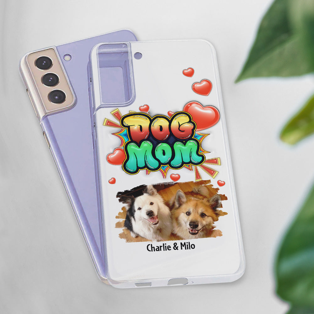 Dog Mom Gradient Photo - Personalized Custom 3D Inflated Effect Luxury Phone Case for Smartphones