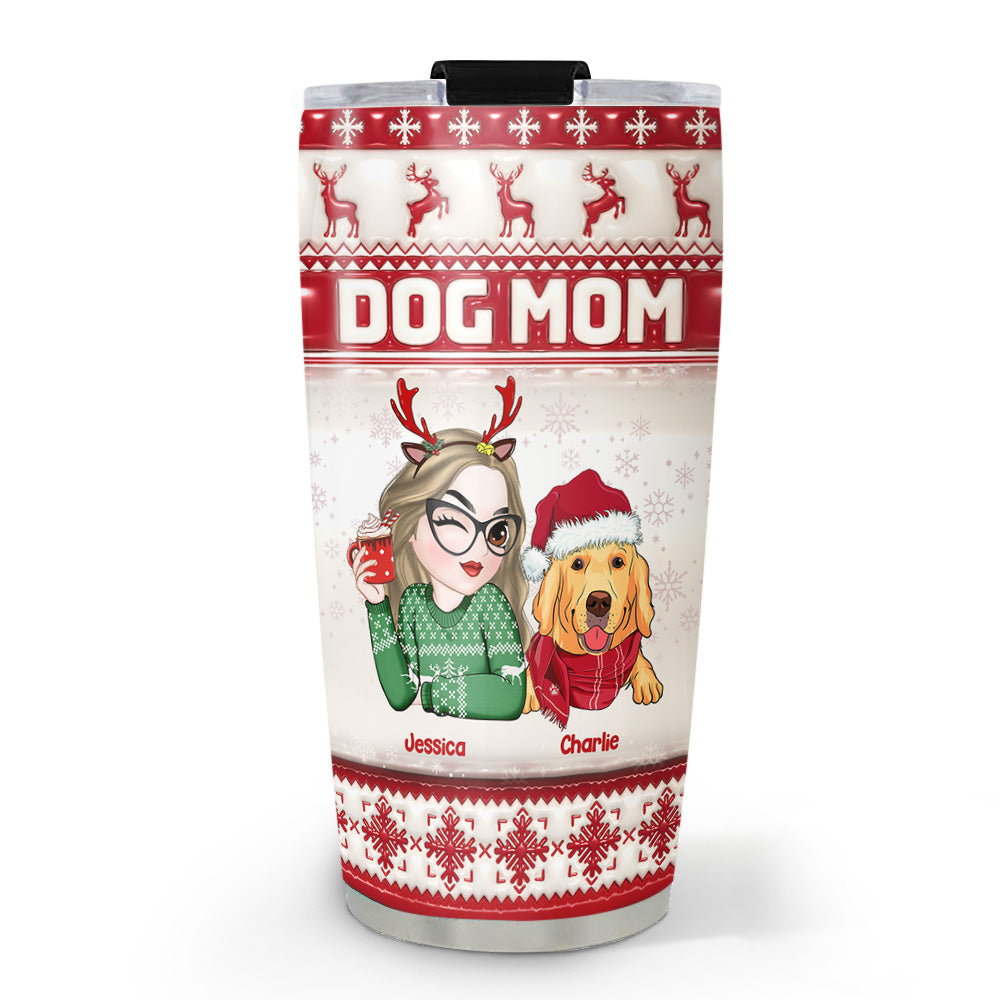 Being A Dog Mom - Personalized Custom 3D Inflated Effect 20oz Stainless Steel Tumbler with Long-lasting Insulation and Cool Designs