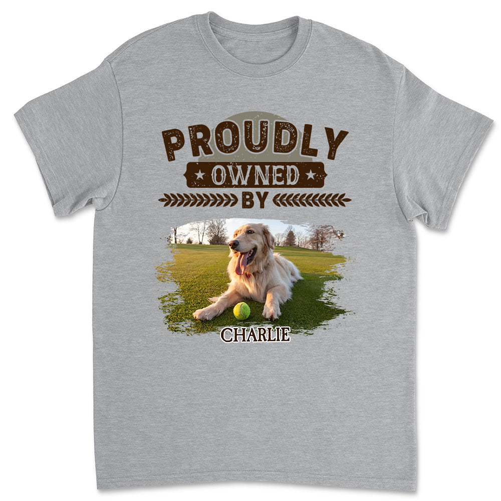 Proudly Owned By Photo - Personalized Custom Unisex 5.3 oz T-shirt for Pet Lovers