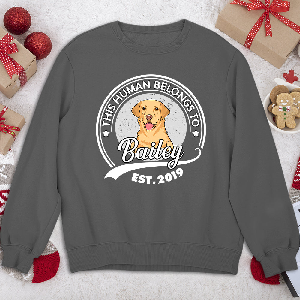 Human Belongs To Dog Version 2 - Unisex 8.0 oz Personalized Custom Sweatshirt for Pet Lovers