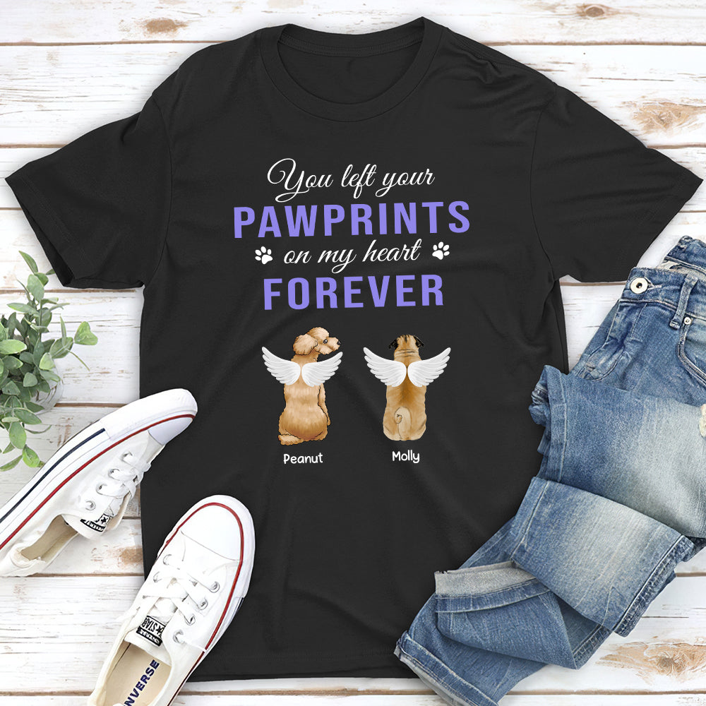You Left Your Pawprints - Personalized Custom Unisex Memorial T-shirt for Pet Lovers