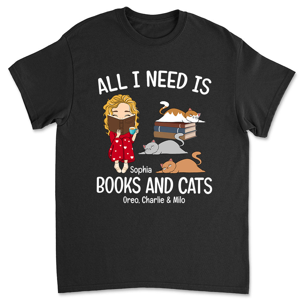 Books And Cats - Exquisite Personalized Custom Unisex 5.3 oz T-shirt
