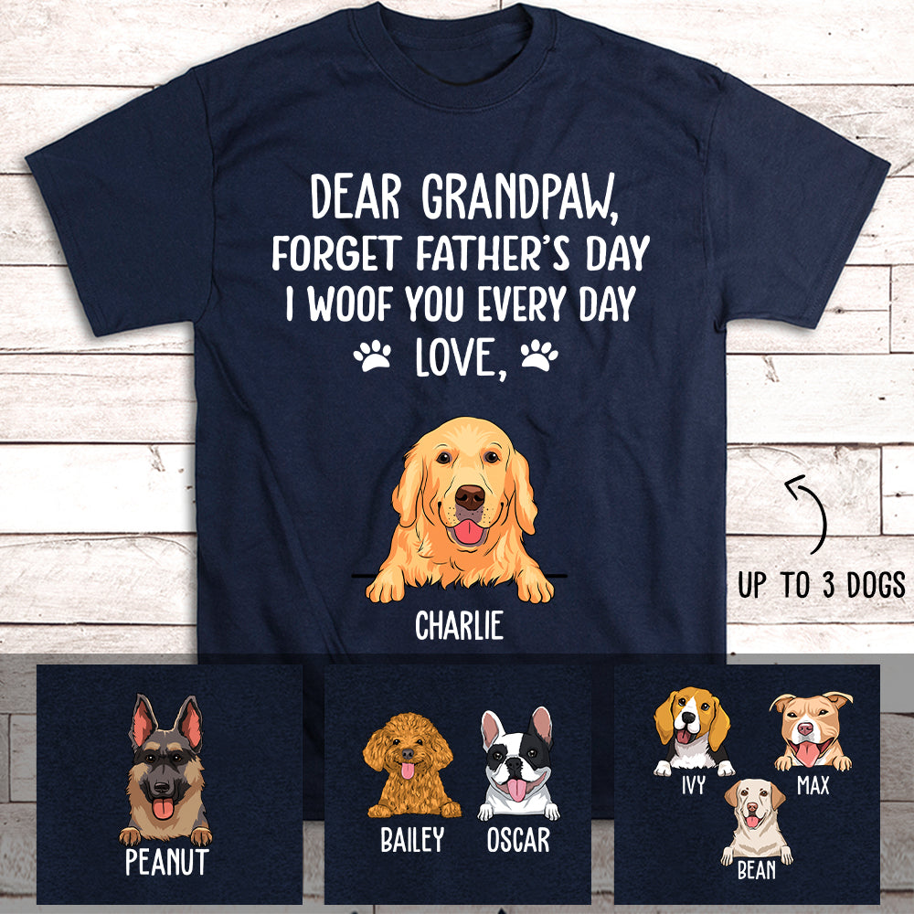 I Woof You Grandpaw - Personalized Custom Unisex Heavy Cotton T-shirt for Pet Lovers