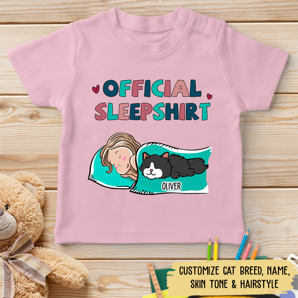 Customizable Cat Official Sleepshirt - Personalized Youth T-shirt for Pet Lovers