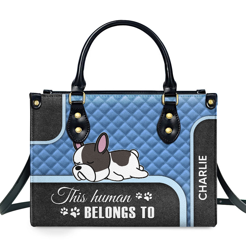 This Human Belongs - Exquisite Personalized Custom Leather Handbag for Fur Baby Lovers