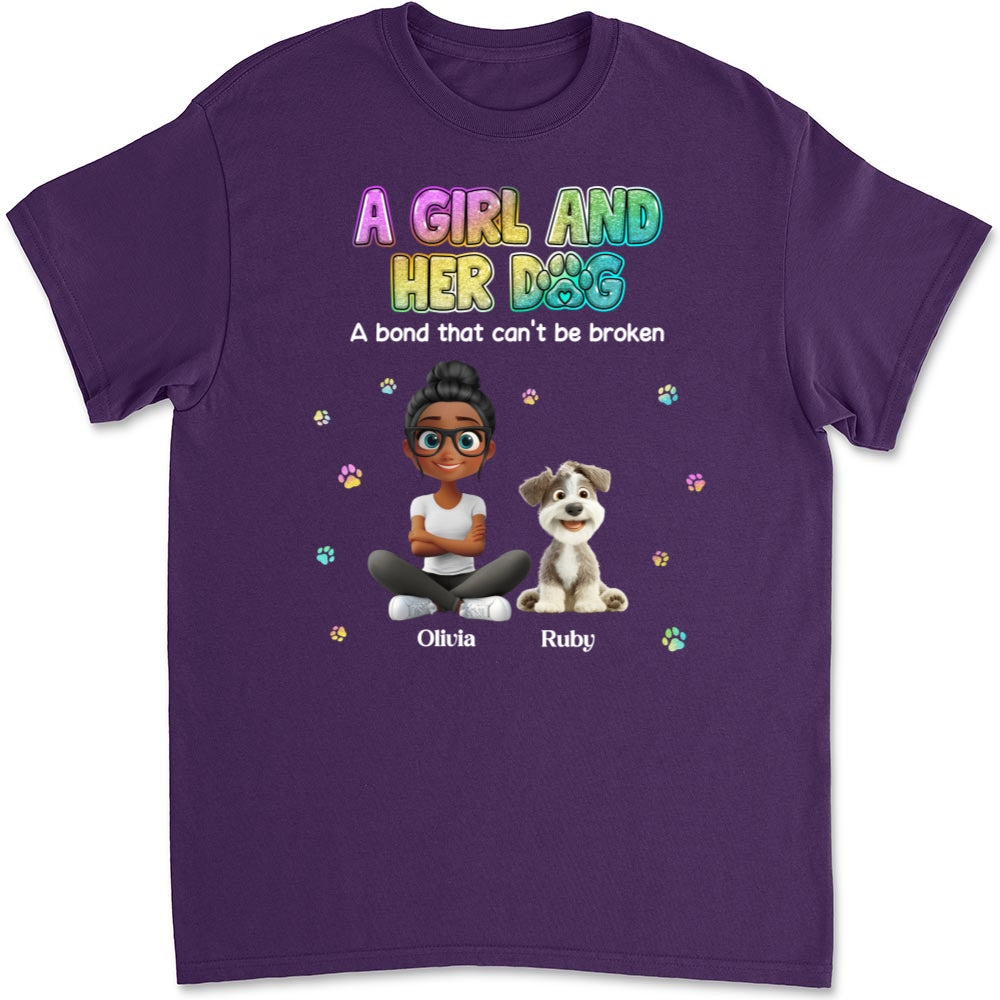 A Girl And Her Dog - Personalized Custom Unisex 5.3 oz T-shirt for Pet Lovers