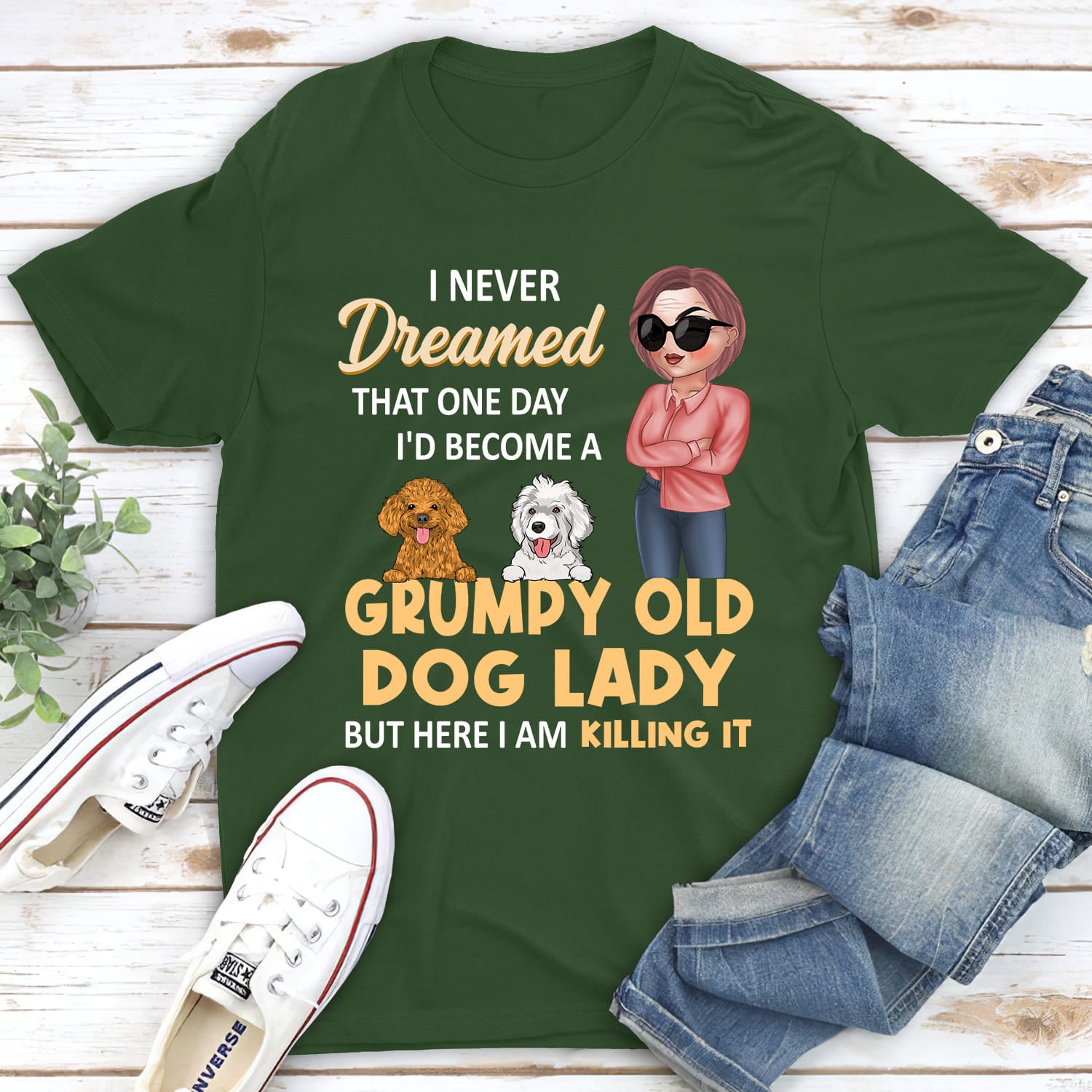 A Grumpy Dog Lady - Personalized Custom Unisex 5.3 oz Heavy Cotton T-shirt