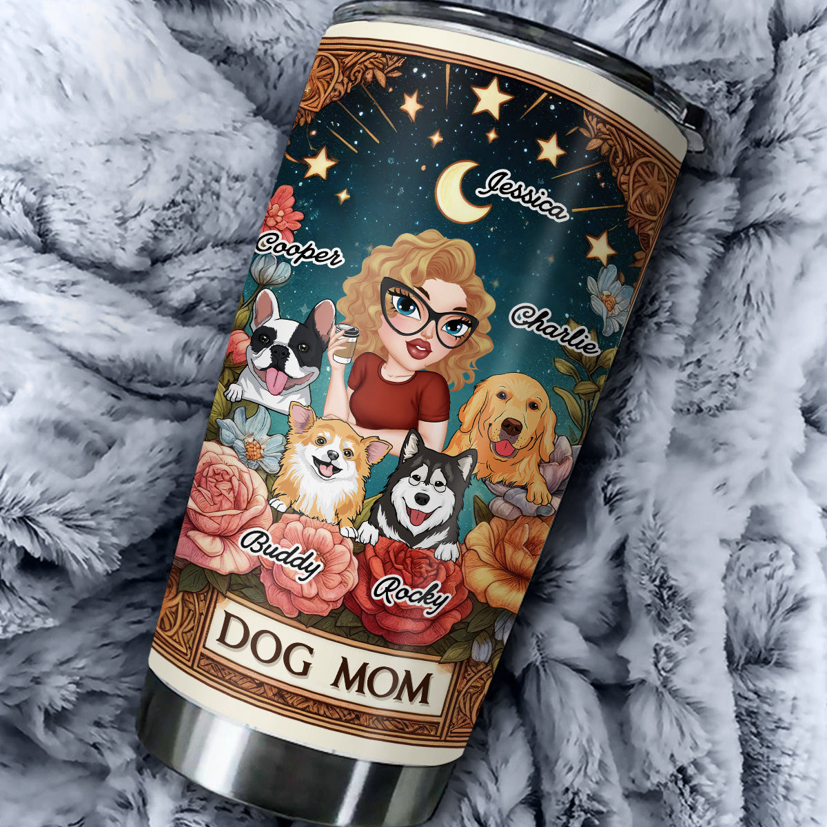 Best Dog Mom Ever Personalized Custom Tarot Design 20oz Stainless Steel Tumbler