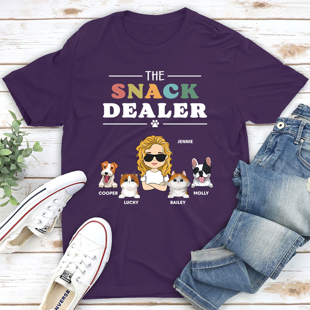 Personalized Custom Unisex 5.3 oz Pets Snack Dealer T-shirt - Ideal Gift for Pet Lovers