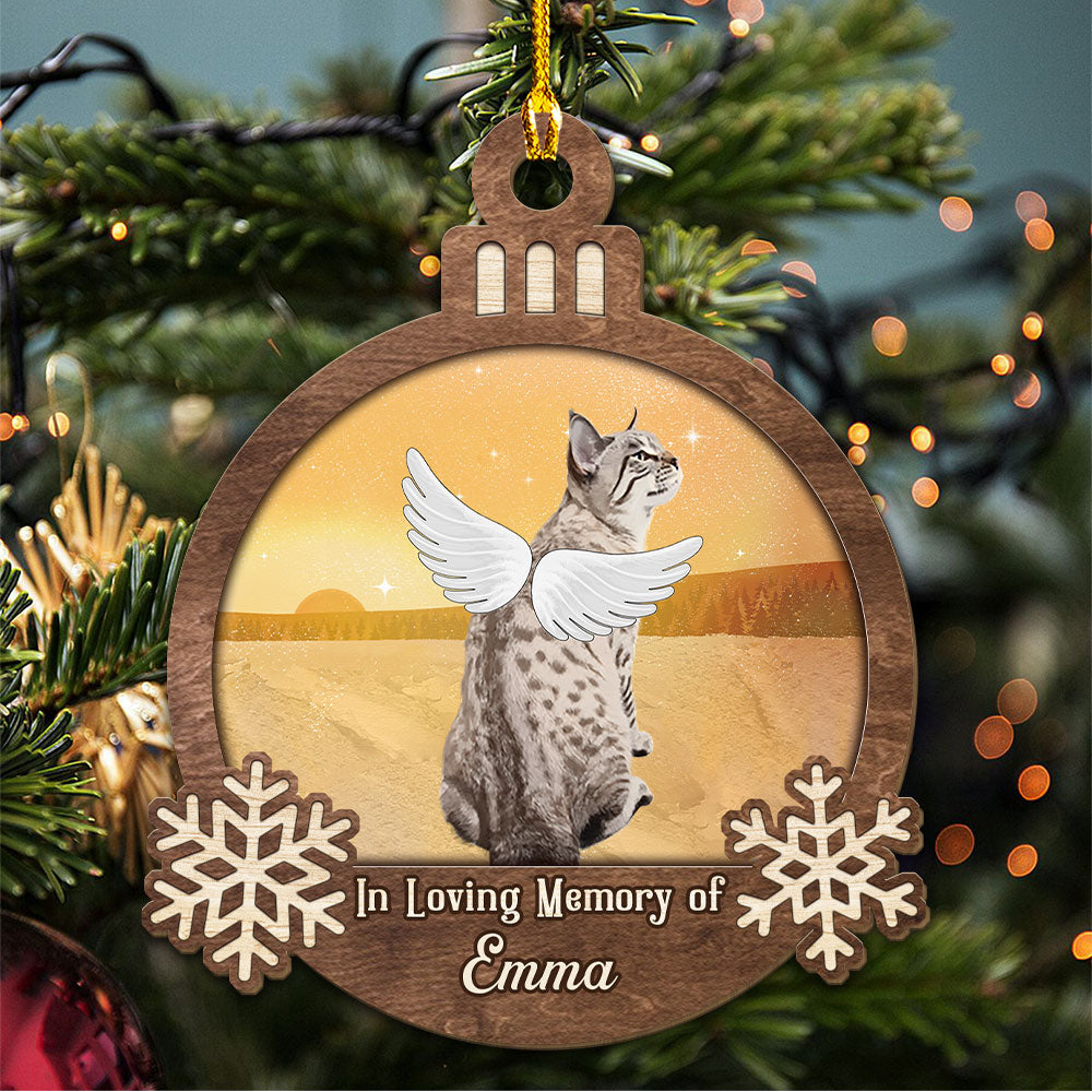 In Heaven, In Loving Memory - Personalized Custom Single - Layered Wood Christmas Ornament for Pet Lovers