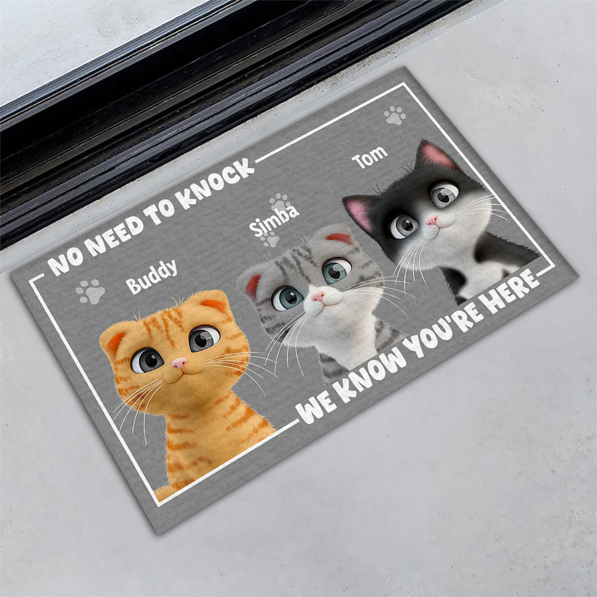 Personalized Custom Pet Lover's Doormat: No Need To Knock, Welcome with Your Furry Friend