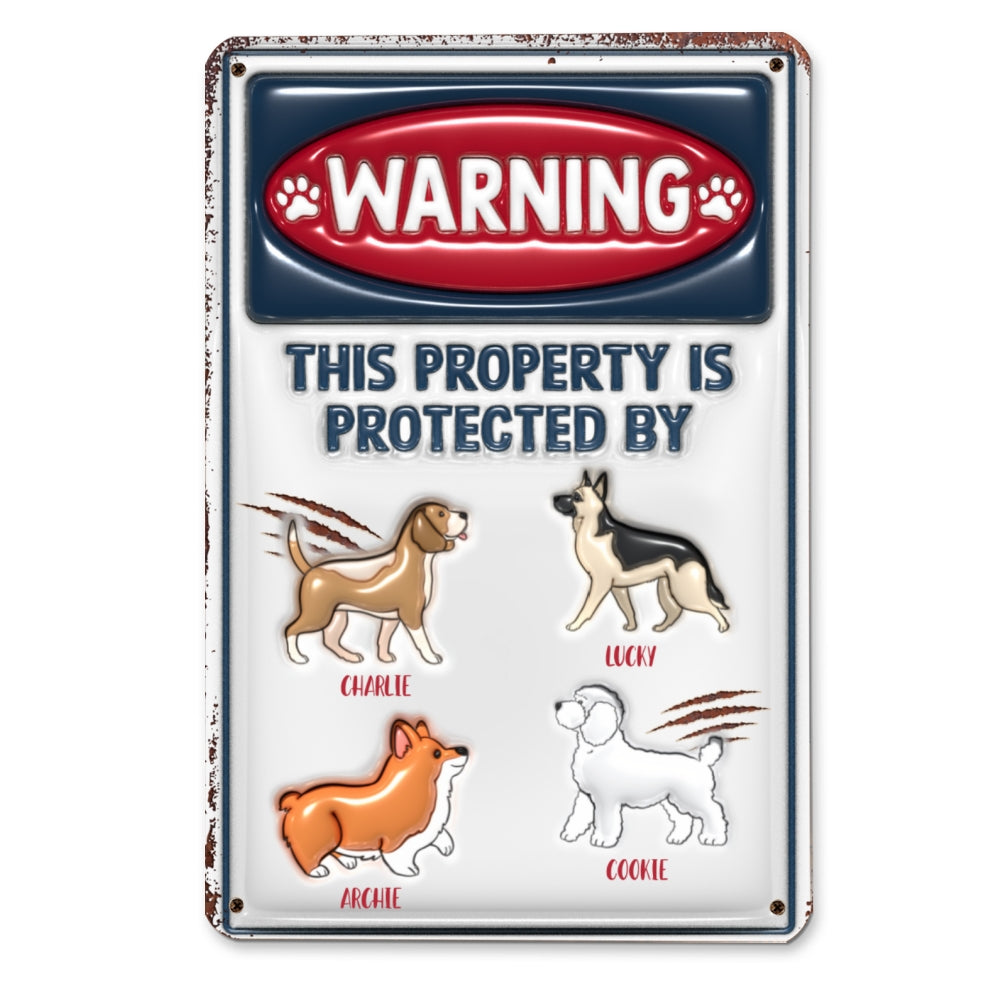 Protected By - Unique Personalized Custom 3D Inflated Effect Rust - Look Metal Sign for Home and Office Decor