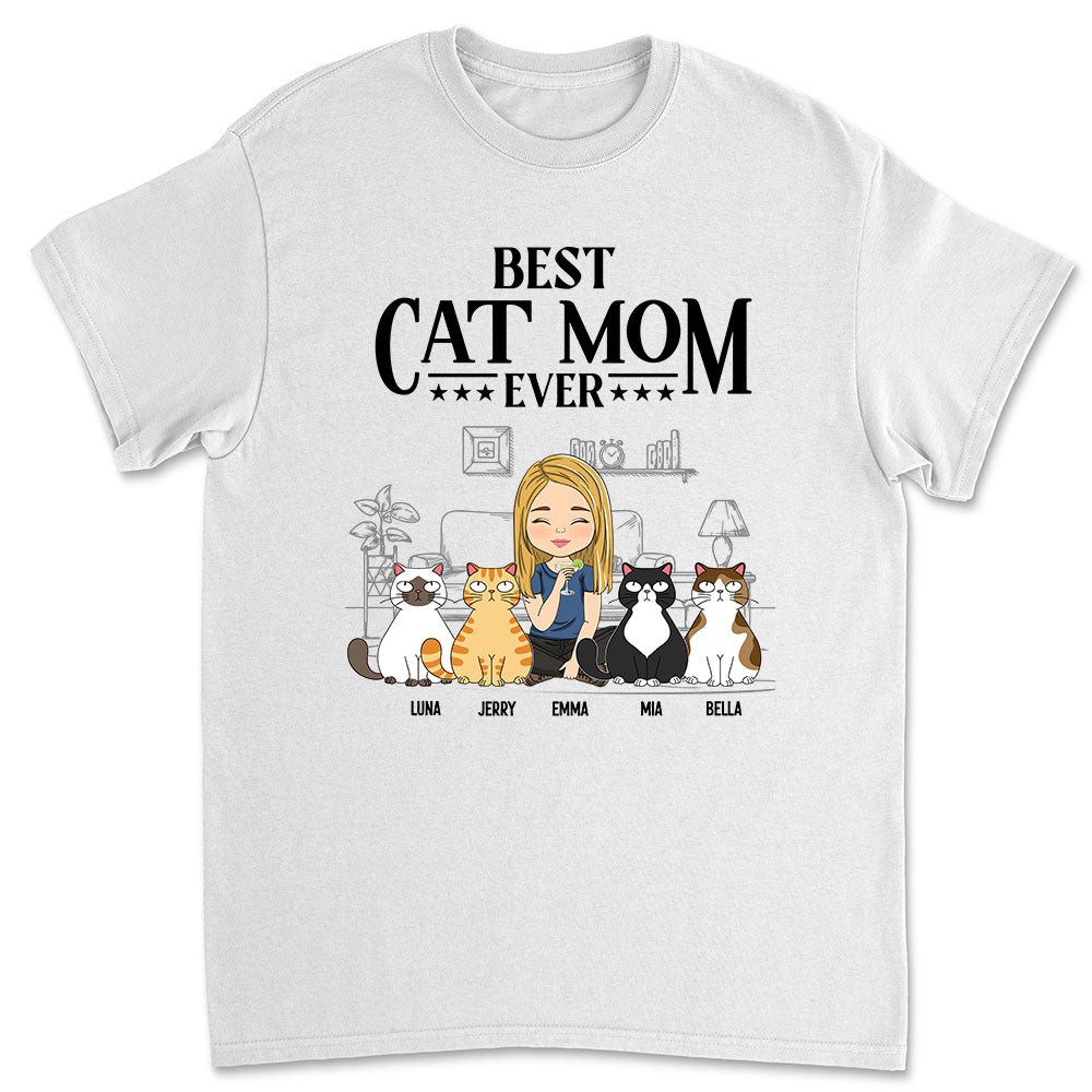 Best Cat Dad Ever - Personalized Custom Unisex 5.3 oz T-shirt for Pet Lovers
