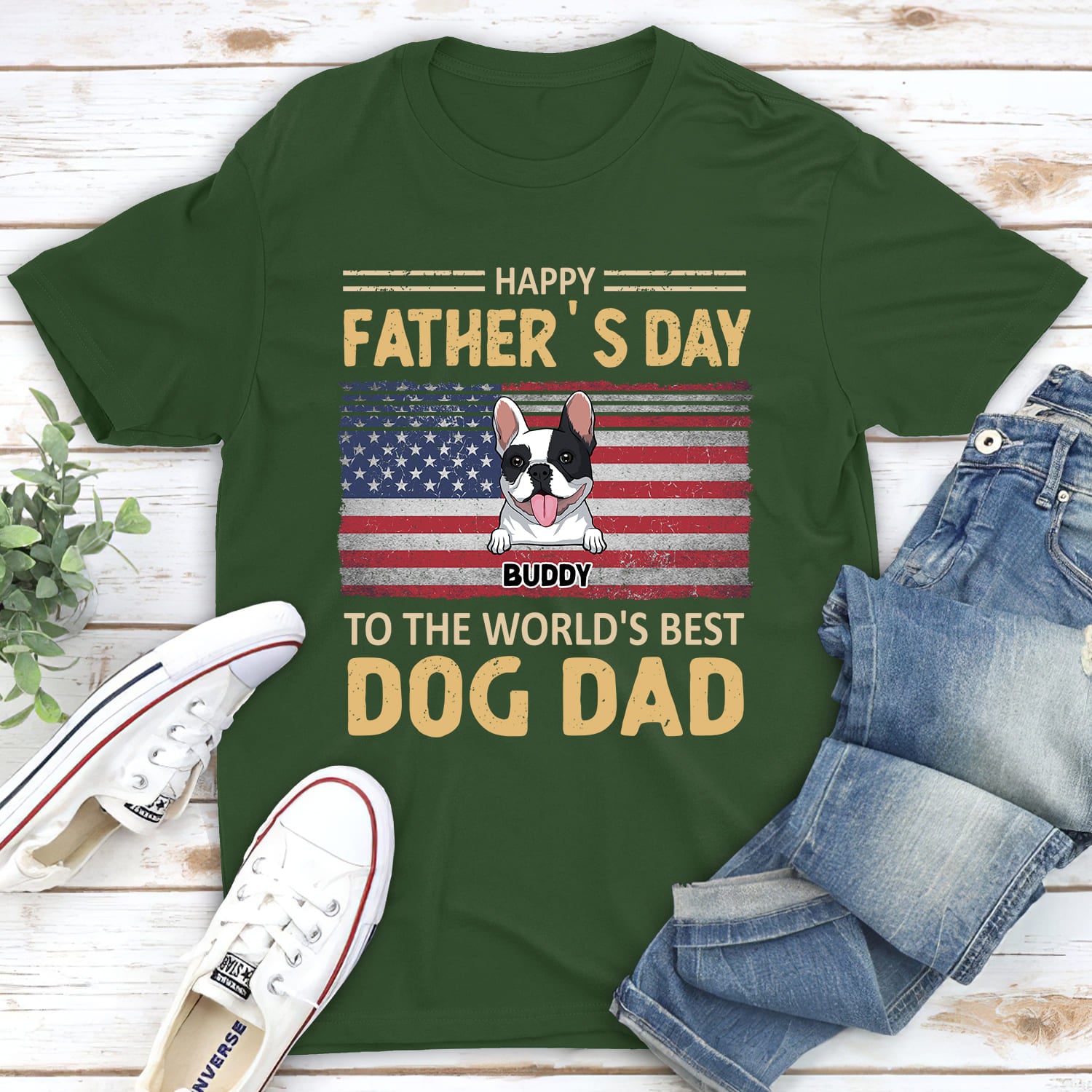 To The World's Best Dog Dad - Personalized Custom Unisex 5.3 oz T-shirt