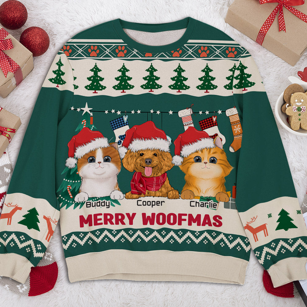 Pawlidays Personalized Custom All-Over-Print Unisex Pet Winter Sweatshirt - Ideal Gift for Pet Lovers