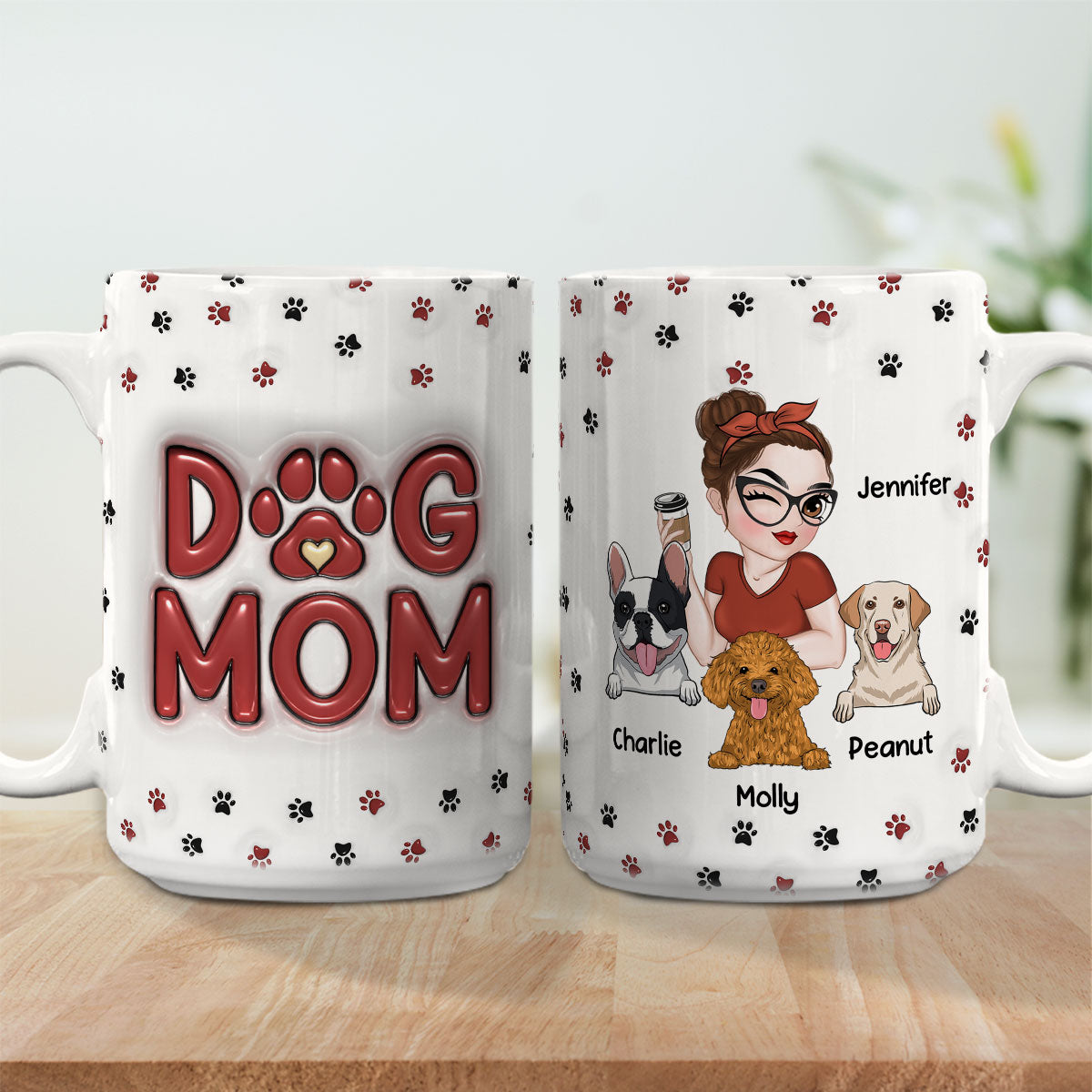 Exquisite Personalized Custom 3D Inflated Effect Lovely Dog Mom Mug