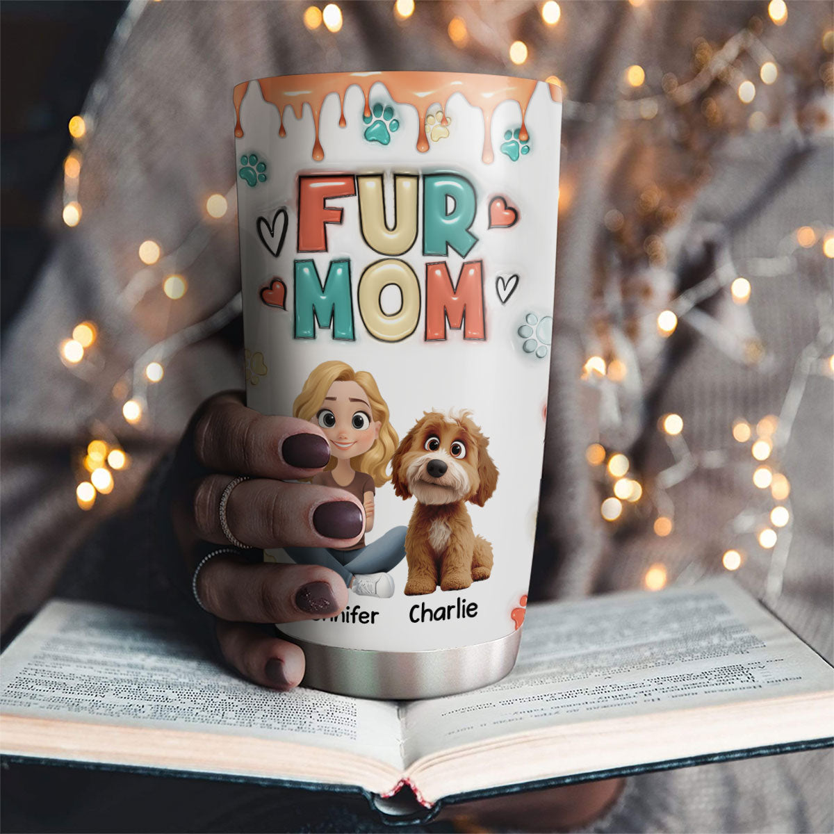 Adorable Personalized Custom 3D Inflated Effect Tumbler for Pet Moms