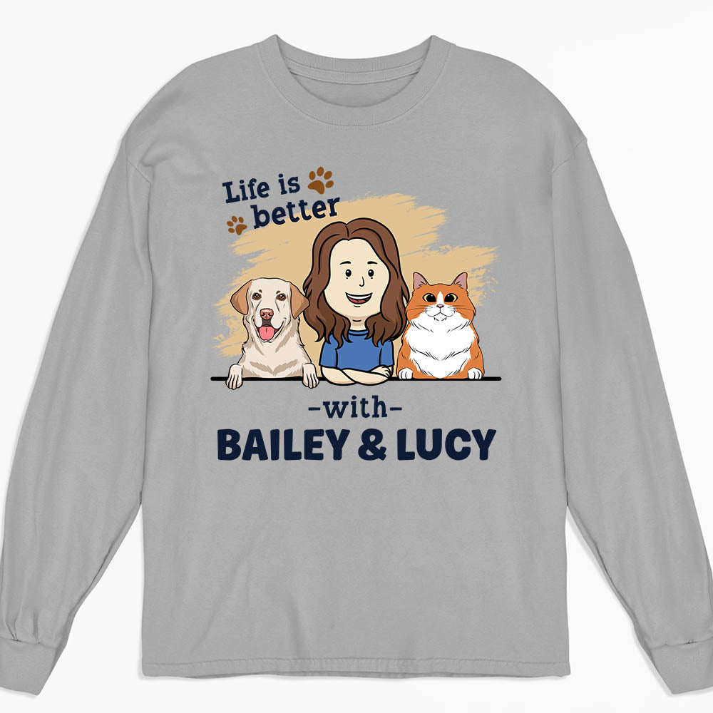 With Pet - Customizable Personalized Long Sleeve Unisex T-shirt for Pet Lovers