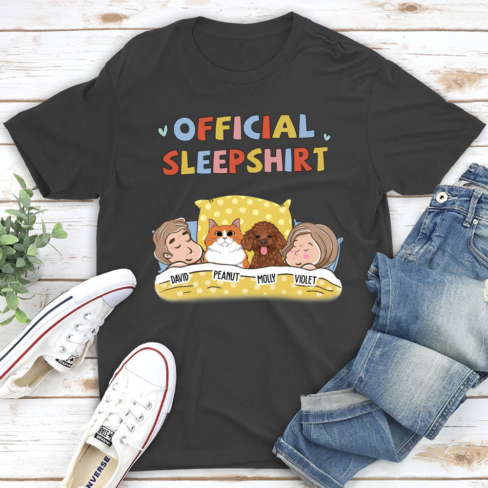 Personalized Custom Unisex Sleeping Pet Sleepshirt Couple T-shirt - Ideal Gift for Pet Lovers