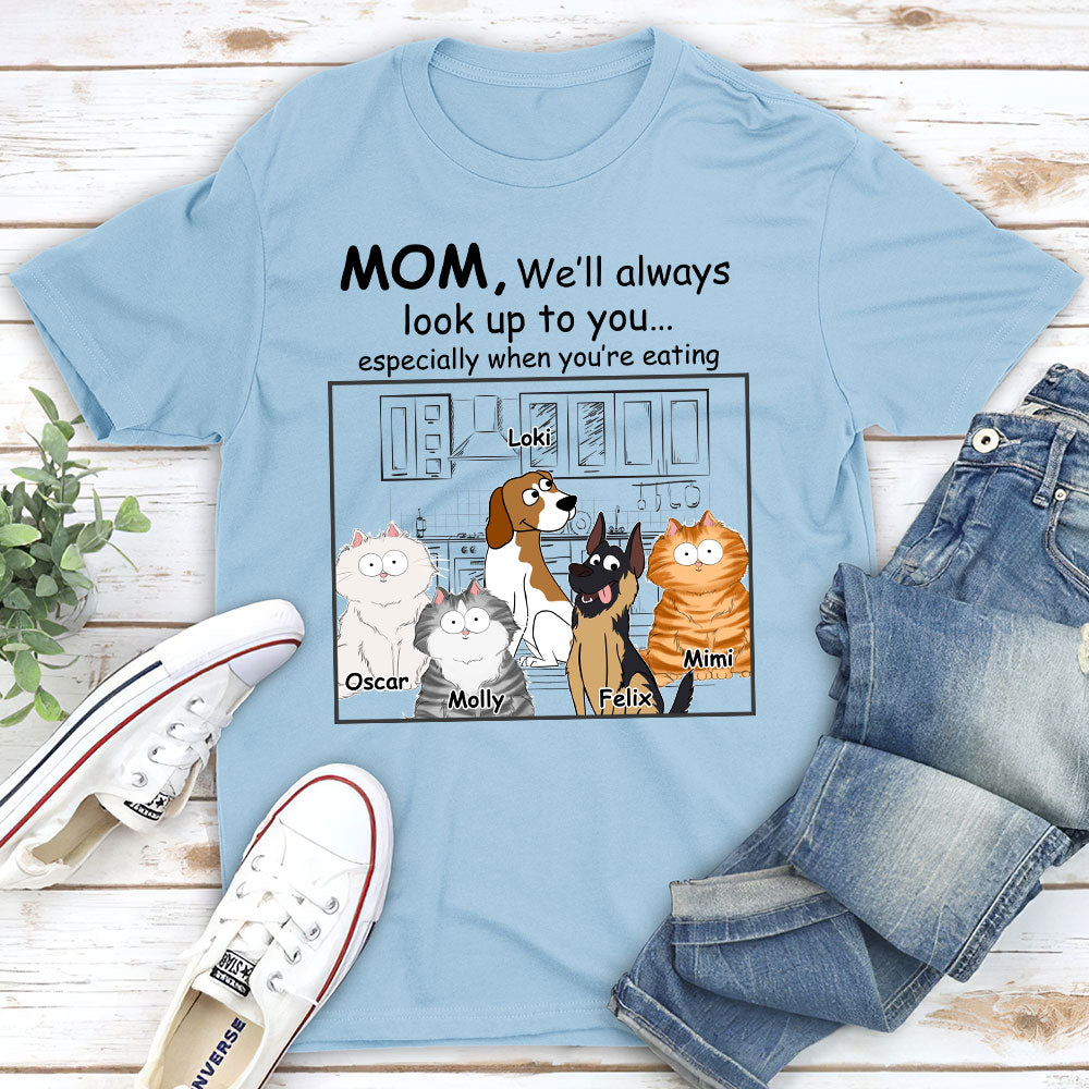 Personalized Custom Unisex T-shirt - Ideal Gift for Pets Lovers to Make Pets Look Up to You
