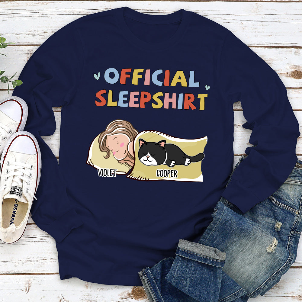 Customizable Personalized Long Sleeve Sleeping Cat Sleepshirt - Ideal Gift for Pet Lovers
