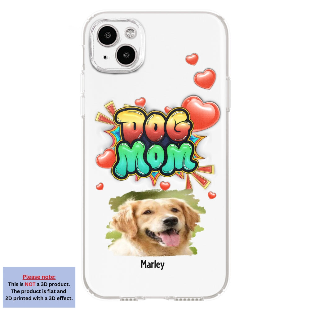 Dog Mom Gradient Photo - Personalized Custom 3D Inflated Effect Luxury Phone Case for Smartphones