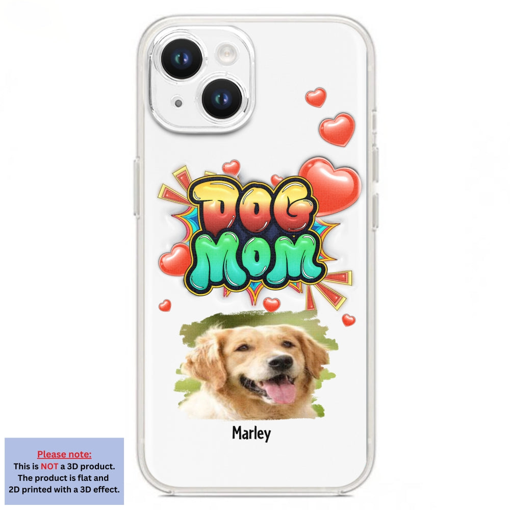 Dog Mom Gradient Photo - Personalized Custom 3D Inflated Effect Luxury Phone Case for Smartphones