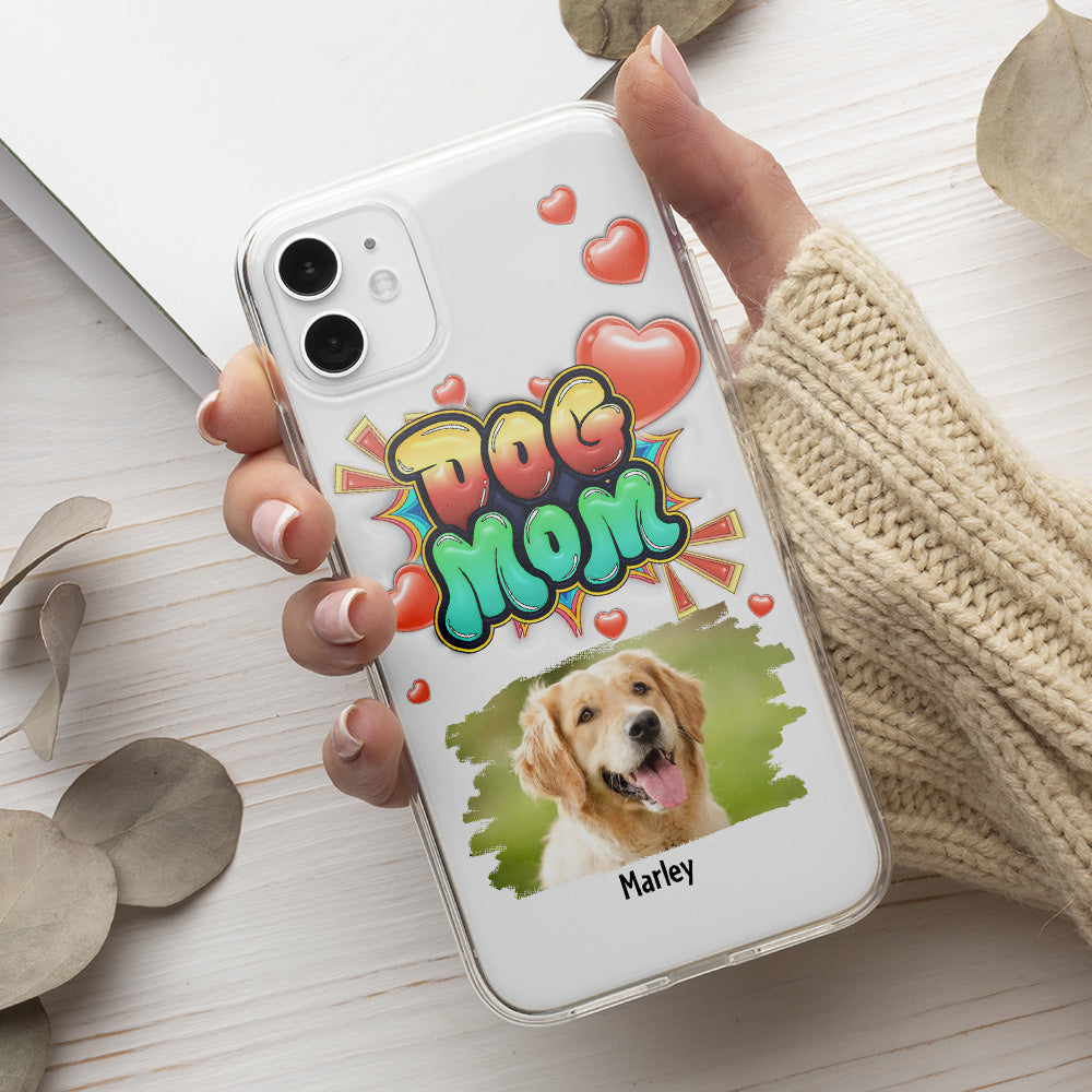 Dog Mom Gradient Photo - Personalized Custom 3D Inflated Effect Luxury Phone Case for Smartphones